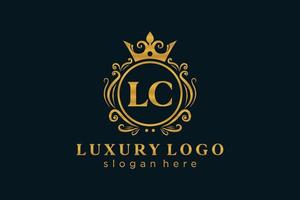 modèle initial de logo de luxe royal de lettre lc dans l'art vectoriel pour le restaurant, la royauté, la boutique, le café, l'hôtel, l'héraldique, les bijoux, la mode et d'autres illustrations vectorielles.