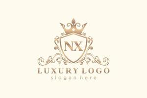 modèle initial de logo de luxe royal de lettre nx dans l'art vectoriel pour le restaurant, la royauté, la boutique, le café, l'hôtel, l'héraldique, les bijoux, la mode et d'autres illustrations vectorielles.