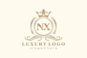 modèle initial de logo de luxe royal de lettre nx dans l'art vectoriel pour le restaurant, la royauté, la boutique, le café, l'hôtel, l'héraldique, les bijoux, la mode et d'autres illustrations vectorielles.