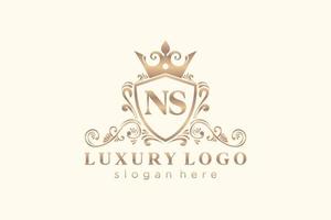 modèle de logo de luxe royal lettre initiale ns en art vectoriel pour restaurant, royauté, boutique, café, hôtel, héraldique, bijoux, mode et autres illustrations vectorielles.