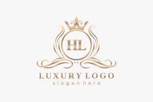 modèle de logo de luxe royal lettre initiale hl en art vectoriel pour restaurant, royauté, boutique, café, hôtel, héraldique, bijoux, mode et autres illustrations vectorielles.