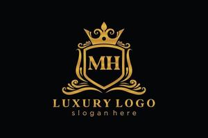 modèle initial de logo de luxe royal de lettre mh dans l'art vectoriel pour le restaurant, la royauté, la boutique, le café, l'hôtel, l'héraldique, les bijoux, la mode et d'autres illustrations vectorielles.