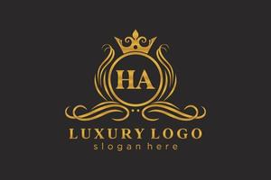 modèle initial de logo de luxe royal de lettre ha dans l'art vectoriel pour le restaurant, la royauté, la boutique, le café, l'hôtel, l'héraldique, les bijoux, la mode et d'autres illustrations vectorielles.