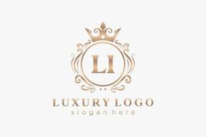 modèle de logo de luxe royal lettre initiale li dans l'art vectoriel pour le restaurant, la royauté, la boutique, le café, l'hôtel, l'héraldique, les bijoux, la mode et d'autres illustrations vectorielles.