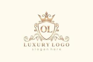 modèle de logo de luxe royal lettre initiale ol dans l'art vectoriel pour le restaurant, la royauté, la boutique, le café, l'hôtel, l'héraldique, les bijoux, la mode et d'autres illustrations vectorielles.