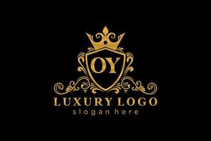modèle initial de logo de luxe royal de lettre oy dans l'art vectoriel pour le restaurant, la royauté, la boutique, le café, l'hôtel, l'héraldique, les bijoux, la mode et d'autres illustrations vectorielles.