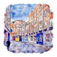 londres royaume uni croquis aquarelle illustration dessinée à la main vecteur