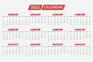 modèle de calendrier propre du nouvel an 2023 vecteur