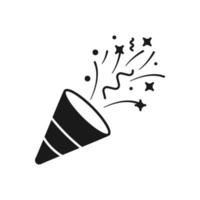 vecteur d'icône de popper de confettis, signe plat rempli, pictogramme solide isolé sur blanc. symbole de célébration, illustration de logo