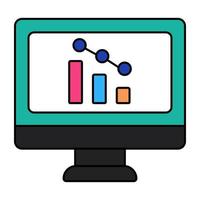 icône d'analyse de données en ligne dans un design branché vecteur