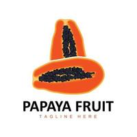 création de logo de papaye, vecteur de fruits vitaminés, icône d'illustration de marque de produits de fruits
