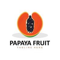 création de logo de papaye, vecteur de fruits vitaminés, icône d'illustration de marque de produits de fruits