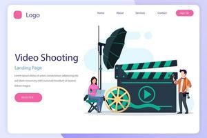 modèle de vecteur plat de site Web de page de destination de concept de prise de vue vidéo