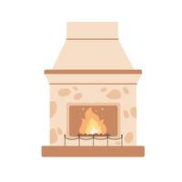 cheminée moderne avec feu brûlant. à l'intérieur cheminée, foyer moderne, système de chauffage. loisirs de la saison d'hiver. vecteur