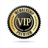 badge d'or d'adhésion premium vip sur fond blanc vecteur