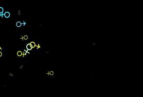 modèle vectoriel bleu foncé, jaune avec symboles homme, femme.