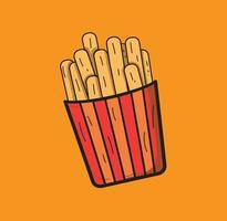 logo d'illustration de dessin animé de frites vecteur