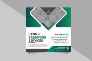 services agricoles et agricoles publication sur les médias sociaux ou bannière web conception de modèle de jardinage de pelouse vecteur