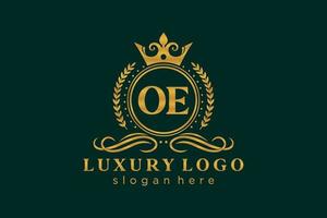modèle initial de logo de luxe royal de lettre oe dans l'art vectoriel pour le restaurant, la royauté, la boutique, le café, l'hôtel, l'héraldique, les bijoux, la mode et d'autres illustrations vectorielles.