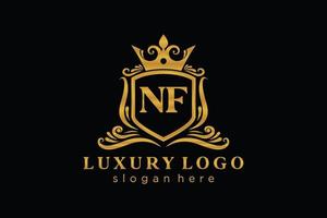 modèle initial de logo de luxe royal de lettre nf dans l'art vectoriel pour le restaurant, la royauté, la boutique, le café, l'hôtel, l'héraldique, les bijoux, la mode et d'autres illustrations vectorielles.