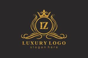 modèle initial de logo de luxe royal de lettre iz dans l'art vectoriel pour le restaurant, la royauté, la boutique, le café, l'hôtel, l'héraldique, les bijoux, la mode et d'autres illustrations vectorielles.