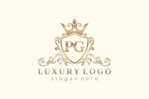 modèle de logo de luxe royal de lettre pg initiale dans l'art vectoriel pour le restaurant, la royauté, la boutique, le café, l'hôtel, l'héraldique, les bijoux, la mode et d'autres illustrations vectorielles.