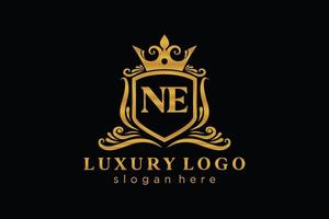 modèle initial de logo de luxe royal de lettre ne dans l'art vectoriel pour le restaurant, la royauté, la boutique, le café, l'hôtel, l'héraldique, les bijoux, la mode et d'autres illustrations vectorielles.
