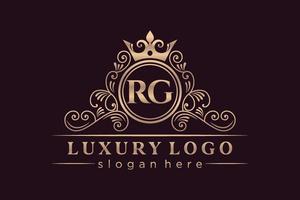 rg lettre initiale or calligraphique féminin floral monogramme héraldique dessiné à la main antique vintage style luxe logo design vecteur premium