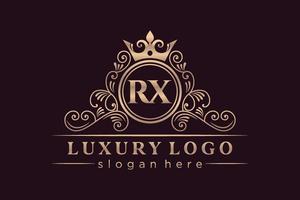rx lettre initiale or calligraphique féminin floral monogramme héraldique dessiné à la main antique vintage style luxe logo design vecteur premium