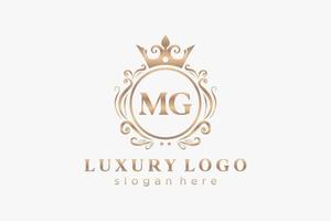 modèle initial de logo de luxe royal de lettre mg dans l'art vectoriel pour le restaurant, la royauté, la boutique, le café, l'hôtel, l'héraldique, les bijoux, la mode et d'autres illustrations vectorielles.