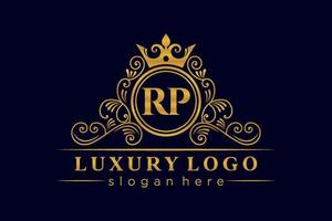 rp lettre initiale or calligraphique féminin floral monogramme héraldique dessiné à la main antique vintage style luxe logo design vecteur premium