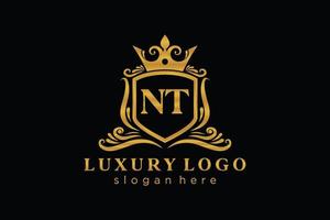 modèle de logo de luxe royal lettre initiale nt en art vectoriel pour restaurant, royauté, boutique, café, hôtel, héraldique, bijoux, mode et autres illustrations vectorielles.