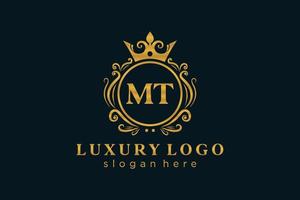 modèle initial de logo de luxe royal de lettre mt dans l'art vectoriel pour le restaurant, la royauté, la boutique, le café, l'hôtel, l'héraldique, les bijoux, la mode et d'autres illustrations vectorielles.