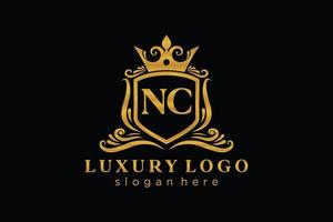 modèle initial de logo de luxe royal de lettre nc dans l'art vectoriel pour le restaurant, la royauté, la boutique, le café, l'hôtel, l'héraldique, les bijoux, la mode et d'autres illustrations vectorielles.