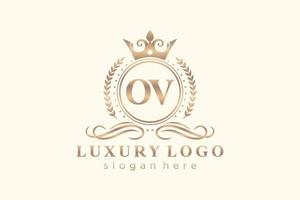 modèle de logo de luxe royal de lettre initiale ov dans l'art vectoriel pour le restaurant, la royauté, la boutique, le café, l'hôtel, l'héraldique, les bijoux, la mode et d'autres illustrations vectorielles.