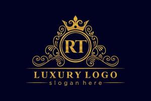rt lettre initiale or calligraphique féminin floral monogramme héraldique dessiné à la main antique vintage style luxe logo design vecteur premium