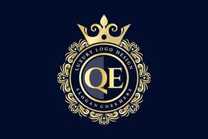 qe lettre initiale or calligraphique féminin floral monogramme héraldique dessiné à la main style vintage antique luxe logo design vecteur premium