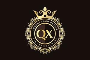 qx lettre initiale or calligraphique féminin floral monogramme héraldique dessiné à la main antique style vintage luxe logo design vecteur premium