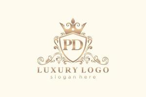 modèle de logo de luxe royal de lettre pd initiale dans l'art vectoriel pour le restaurant, la royauté, la boutique, le café, l'hôtel, l'héraldique, les bijoux, la mode et d'autres illustrations vectorielles.