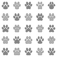 icônes d'impression de patte de chat ou de chien. empreintes de pattes d'animaux ensemble de signes créatifs vecteur