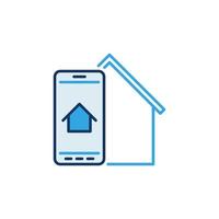 smartphone avec icône de couleur maison. signe de recherche de vecteur immobilier