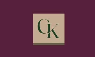 alphabet lettres initiales monogramme logo ck, kc, c et k vecteur
