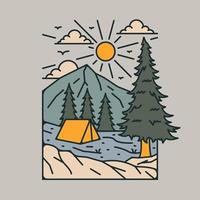 camping seul dans la beauté nature graphique illustration vecteur art conception de t-shirt