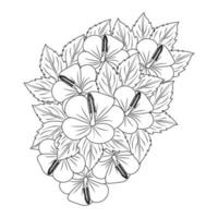 fleur d'hibiscus syriacus ou fleur d'hibiscus commune coloriage de l'illustration du livre vecteur