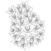 fleur coloriage dessin à la main dessin au trait de fleur noire avec un design décoratif pour impression vecteur