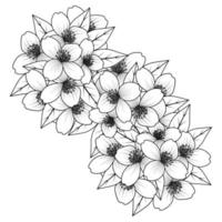 fleur coloriage dessin à la main dessin au trait de fleur noire avec un design décoratif pour impression vecteur