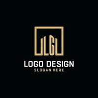 création de logo monogramme initial lg avec des idées de conception de forme carrée vecteur