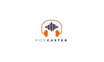 création de logo de podcast ou d'onde sonore à l'aide de l'icône du microphone et du casque vecteur