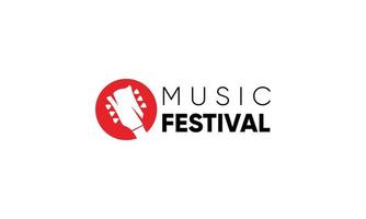 illustration de modèle vectoriel de conception de logo de festival de musique de guitare