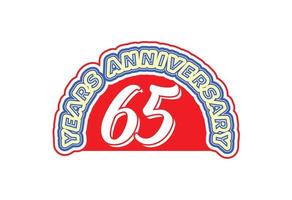 Conception de logo et d'autocollant d'anniversaire de 65 ans vecteur